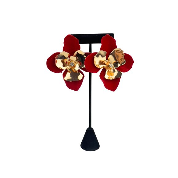 Flocked Flower Earrings - Picture 1 of 3